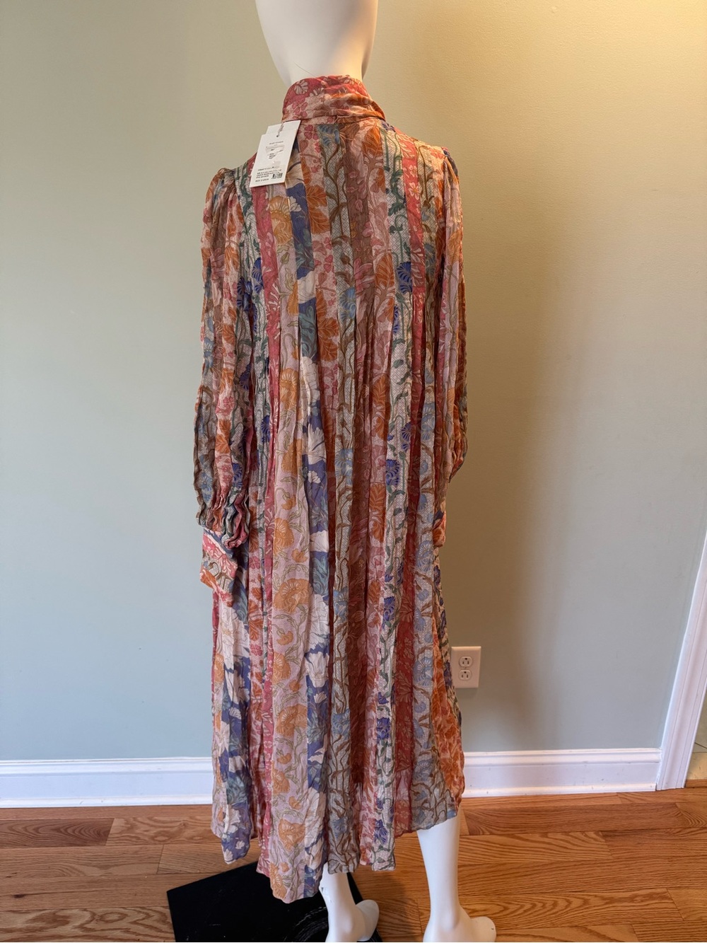 Zimmermann Pastel Floral Midi Dress with Bow Neck - Picture 5 of 8
